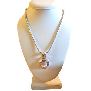 Elegant Silver and Gold Moonstone Pendant Necklace